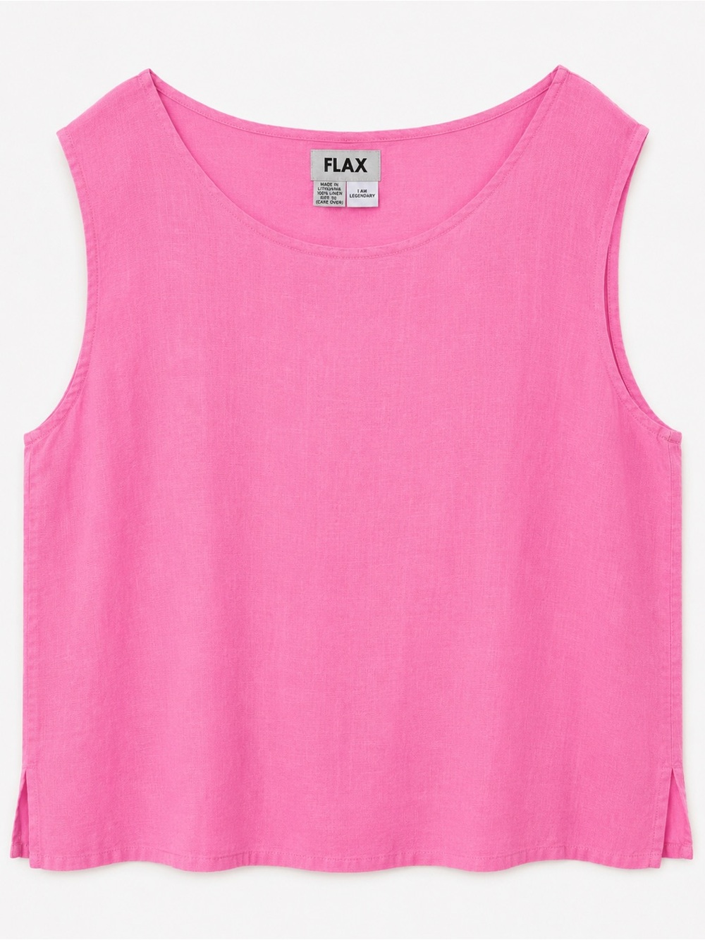 FLAX 100% Linen Pink Sleeveless Tank Top Size 2G Generous